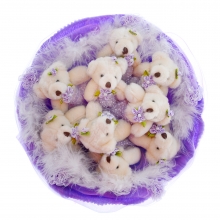 Букет из мишек фиолетовый
