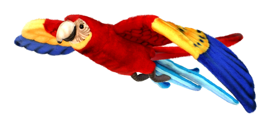 HANSA мягкая игрушка Попугай Ара красный летящий 76 см